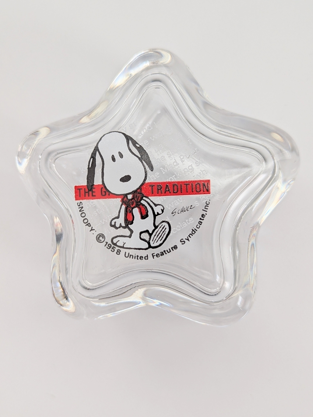 Peanuts Snoopy Collectible Glass Star-Shaped Trinket/Accent Piece/Storage Dish
